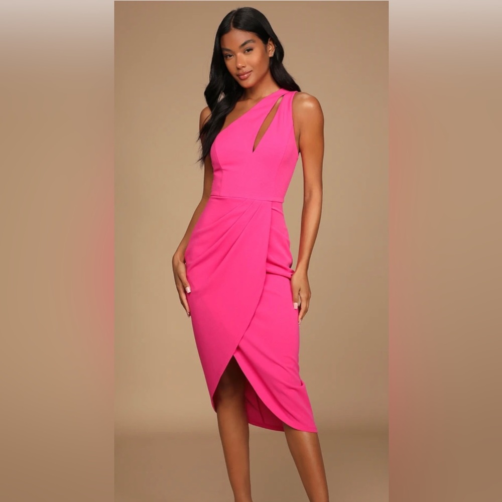 Lulus Hot Pink One Shoulder Asymmetrical Dress Size XS Never worn, tags still on